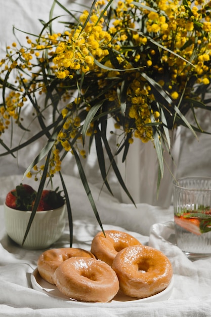 Composition of picnic goodies on a blanket