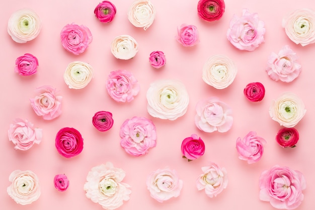 Composition of pink flowers