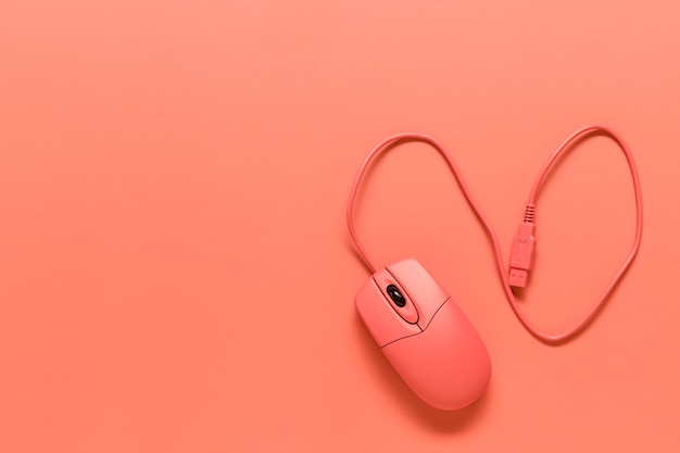 Composizione del mouse del computer filo rosa