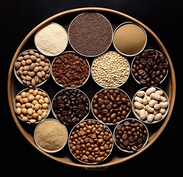 Composition of roasted beans in different hues