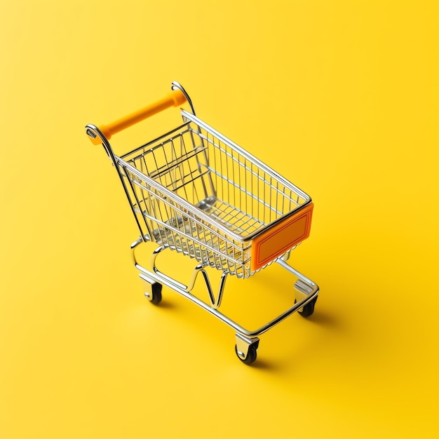 Composition of shopping cart or trolley with gift boxes or bags Cyber monday sales or shopping day