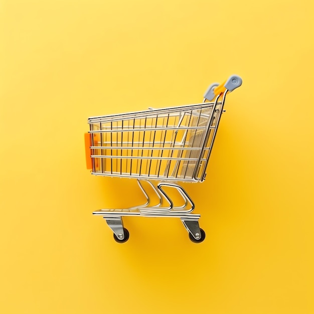 Composition of shopping cart or trolley with gift boxes or bags Cyber monday sales or shopping day