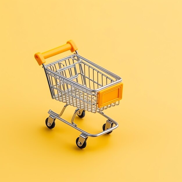 Photo composition of shopping cart or trolley with gift boxes or bags cyber monday sales or shopping day