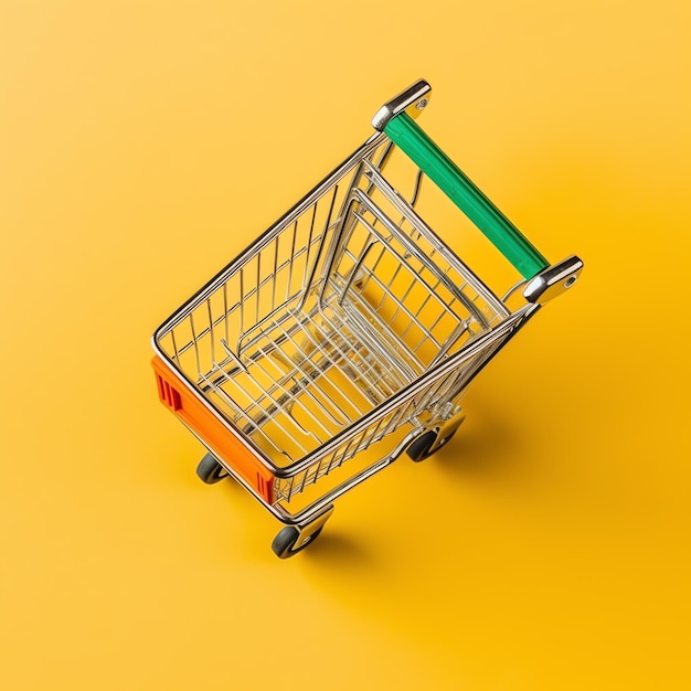 Composition of shopping cart or trolley with gift boxes or bags Cyber monday sales or shopping day