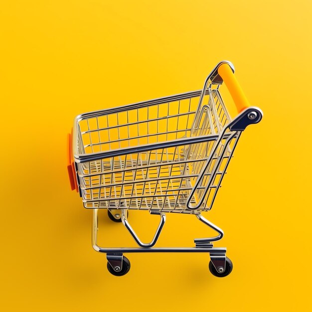 Composition of shopping cart or trolley with gift boxes or bags cyber monday sales or shopping day