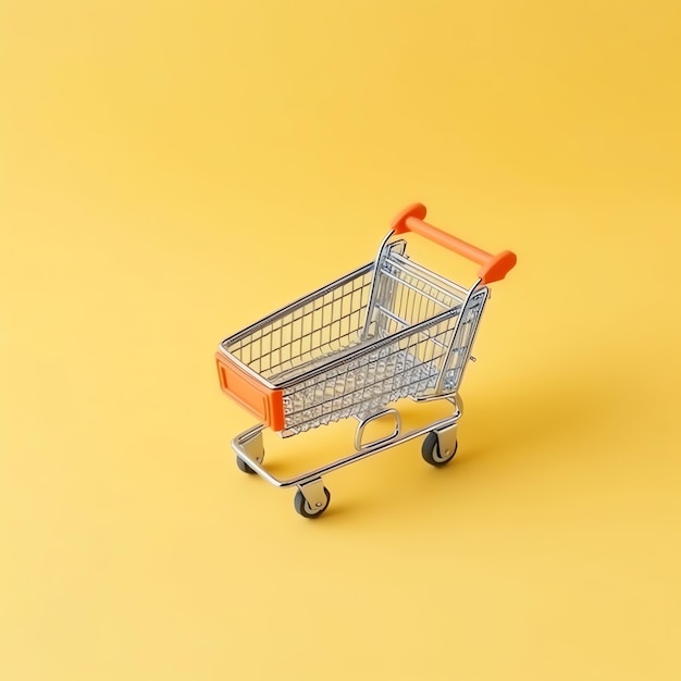 Composition of shopping cart or trolley with gift boxes or bags Cyber monday sales or shopping day