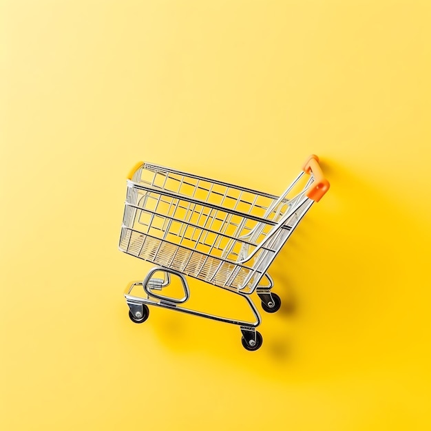 Composition of shopping cart or trolley with gift boxes or bags Cyber monday sales or shopping day