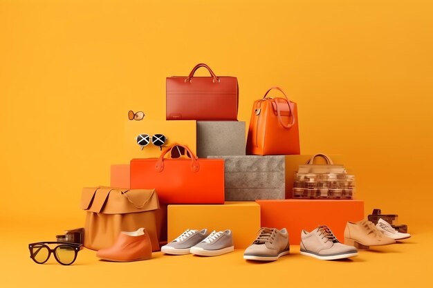 Composition of shopping day concept with shopping bags paper bags and copy space shopping days