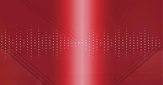 Composition of sound frequency dot level meters on shiny red background with chevrons