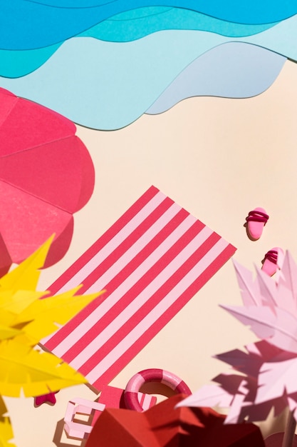 composition of summer beach made from different materials