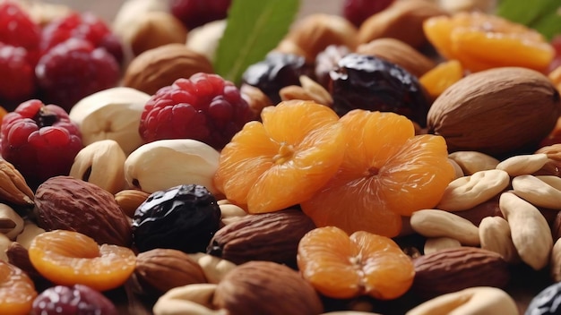 Composition of tasty dried fruits and nuts