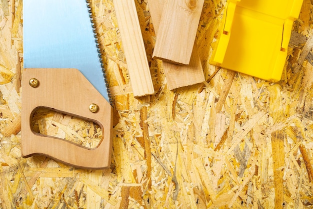 Composition of tools on plywood