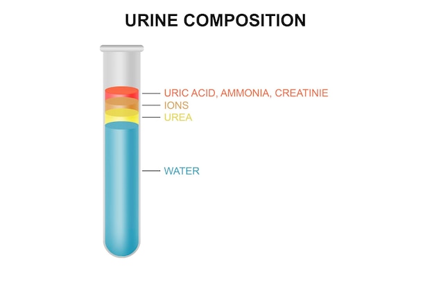 Composition of urine in test tube