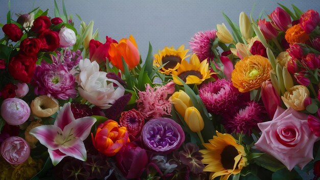 Composition of various flowers