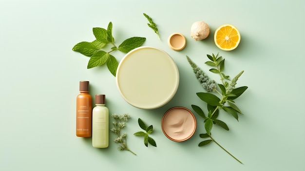 A composition of wellness products on a flat lay