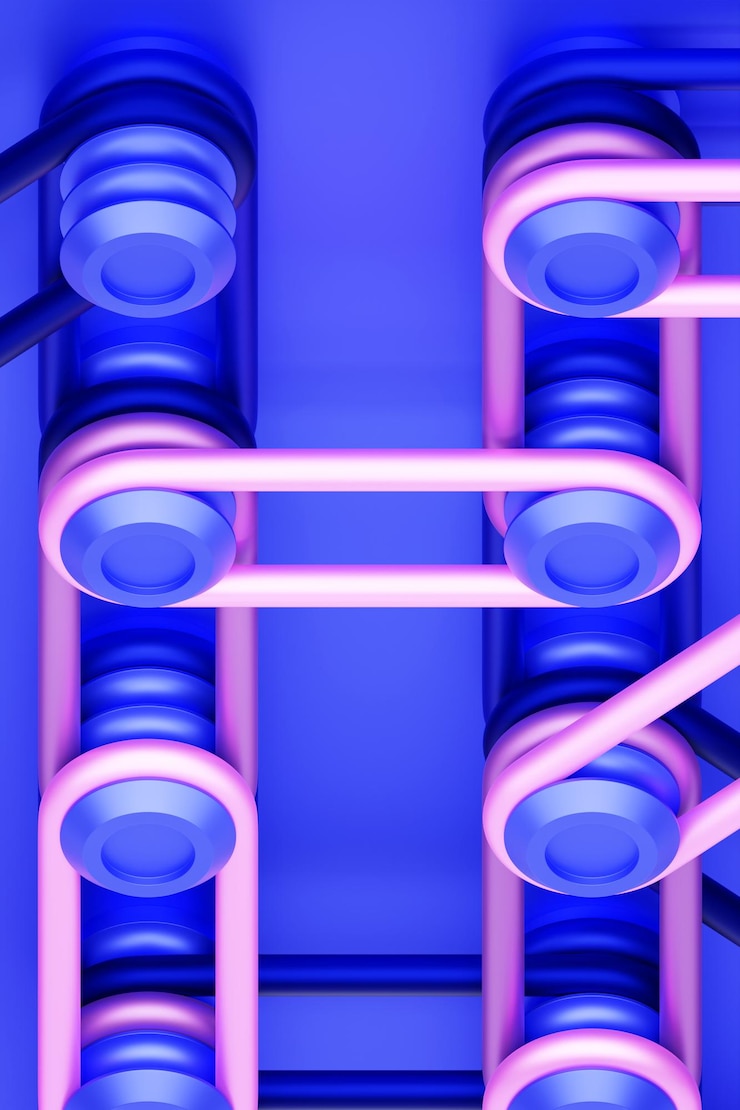 Photo a composition in which bright multicolored reins are stretched on buttons 3d rendering digital illustration abstract crossing lines pattern