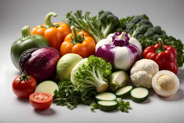 Composition with assorted raw organic vegetables