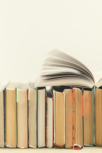 Photo composition with books on the table