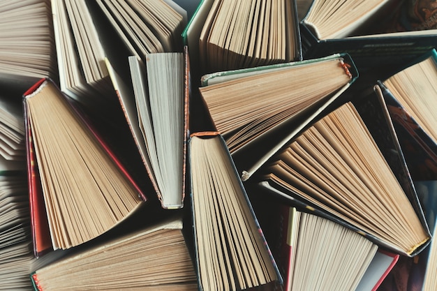 Photo composition with books on the table