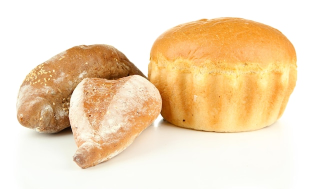 Composition with bread isolated on white