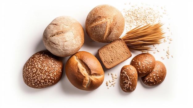 Composition with bread and rolls isolated