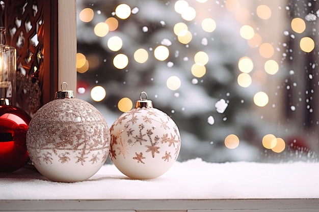 Composition with christmas decorations in the interior and copy space