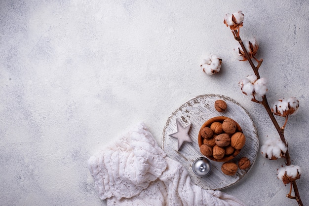 Composition with cotton branch and tea