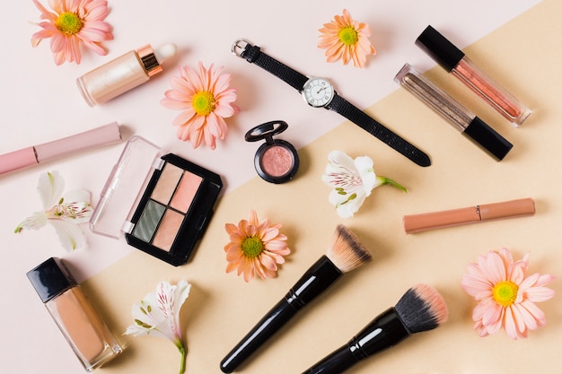 Photo composition with decorative cosmetics