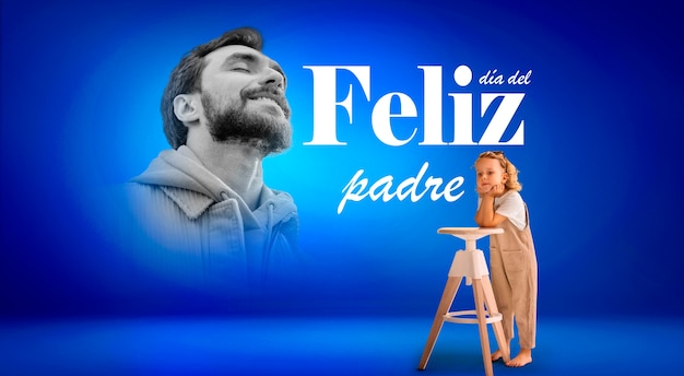 Photo composition with father's day congratulations in spanish