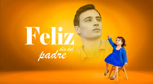 Photo composition with father's day congratulations in spanish