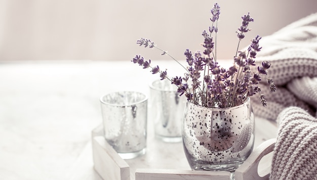 composition with lavender in a glass