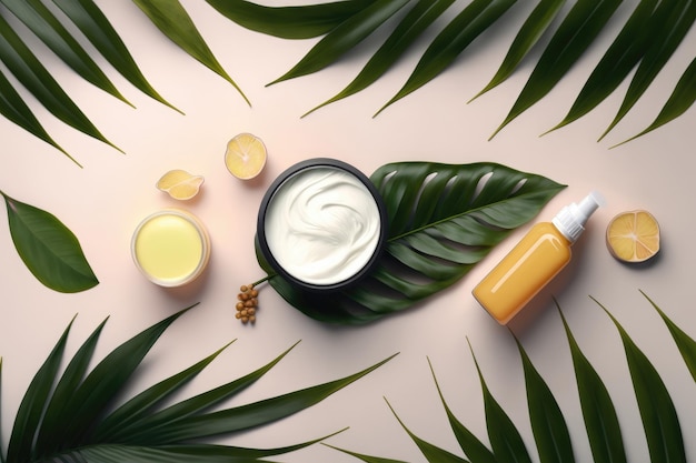 Composition with natural organic cosmetic product Illustration AI Generative