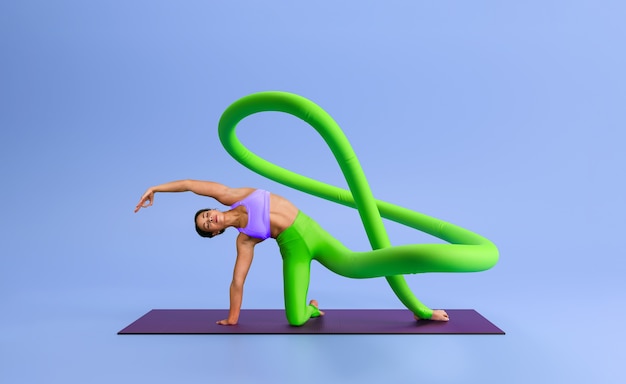 Composition with person with bendy legs for international yoga day