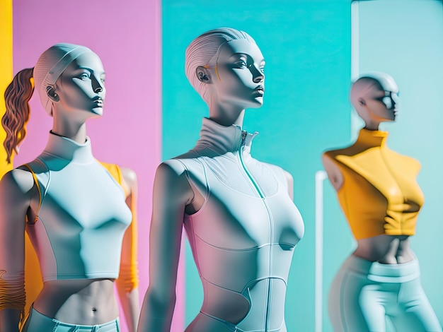 Composition with sportswear on mannequins ai generative