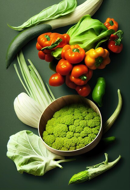 Composition With Variety of Fresh Organic Vegetables