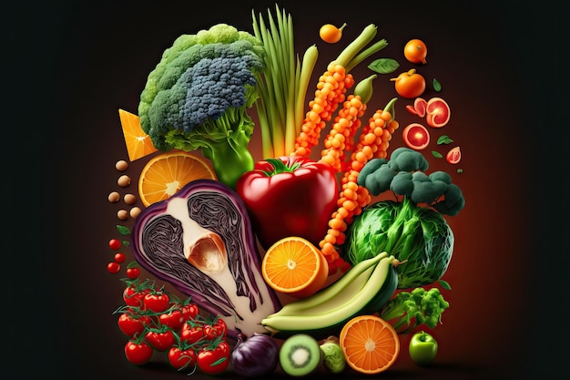 Composition with a variety of fresh raw vegetables