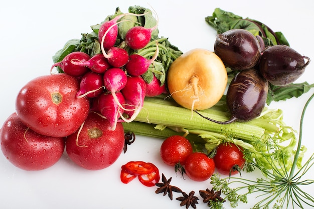 Composition with vegetables closeup