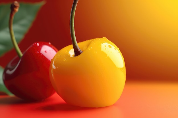 Composition of yellow and red cherries