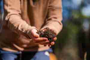 Photo compost pile organic thermophilic compost turning in tasmania australia holding soilx9