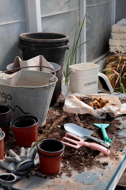 Photo compost still life concept