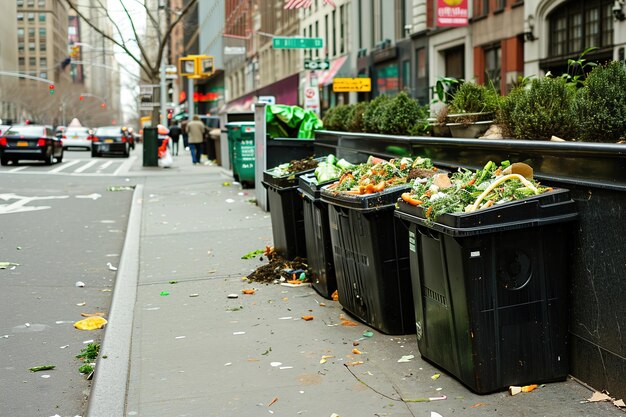 Composting bins on a city street An urban composting program