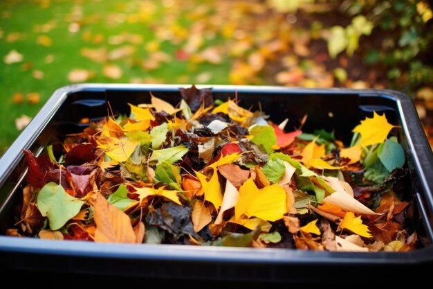 庭 の ゴミ箱 で 葉 を 堆積 する
