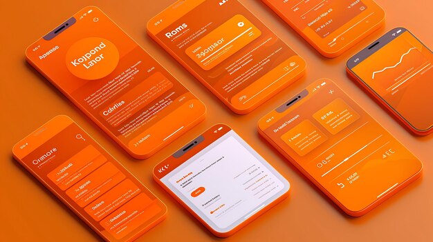 写真 オレンジ色のクリエイティブアイデアアプリの背景デザインで複合暗号通貨貸付モバイルレイアウト