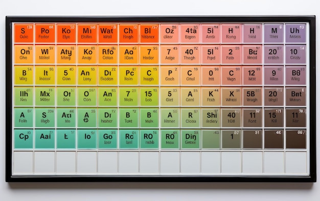 Photo comprehensive periodic table guide isolated on a white background