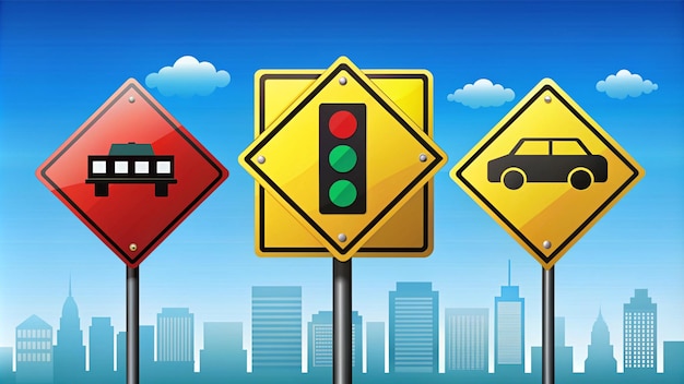 道路安全教育のための包括的な交通標識イラスト