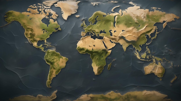 Photo comprehensive world map depicting continents and oceans across the globe generative ai