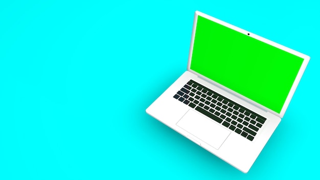 Computador Portatil groen scherm. Mac-boekmodel. notebook mock-up. chroma key mac-schermachtergrond
