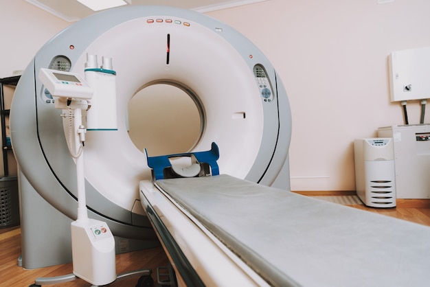 Computed Tomography Scanner with Couch in Clinic