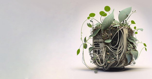 Computer as plant like structure from wires Generated AI