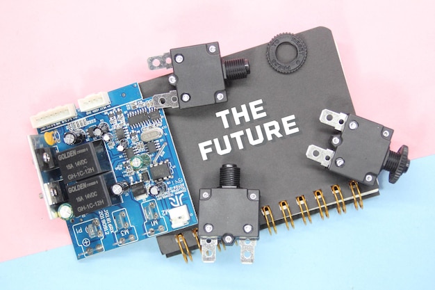 A computer board with the words the future on it